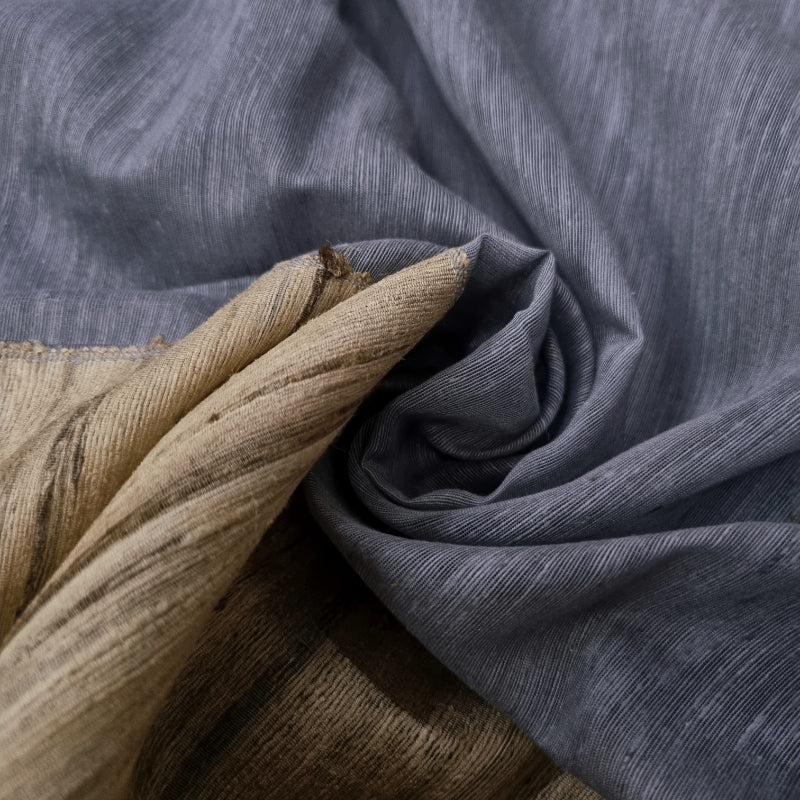 Lead Gray Color Plain Matka Silk Fabric With Jute Border