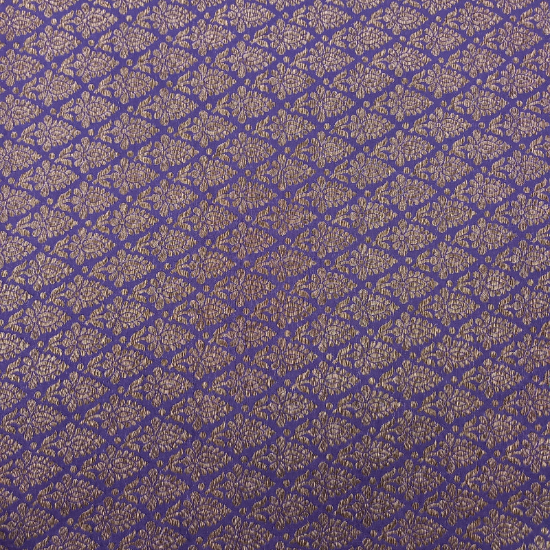 Purple Color Jamawar Silk Fabric With Floral Buttas