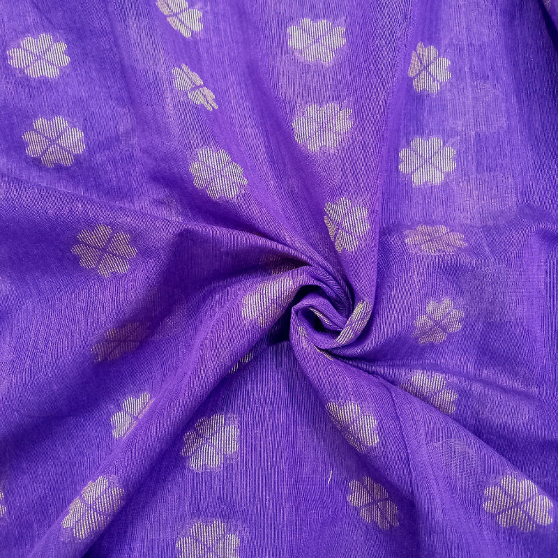 Purple Color Matka Silk Fabric With Gold Zari Weaving