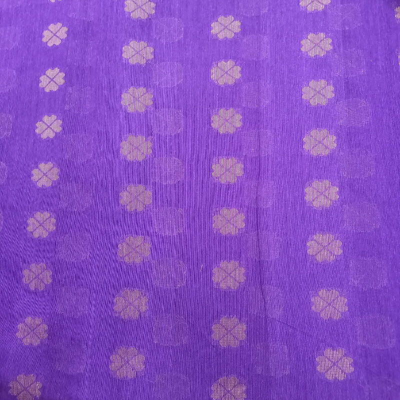 Purple Color Matka Silk Fabric With Gold Zari Weaving