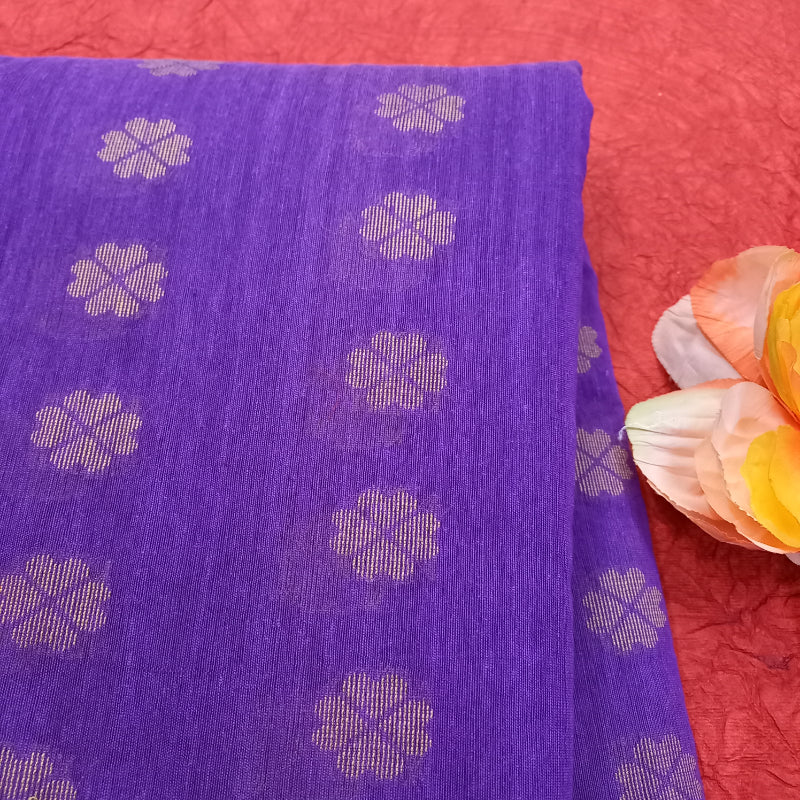 Purple Color Matka Silk Fabric With Gold Zari Weaving