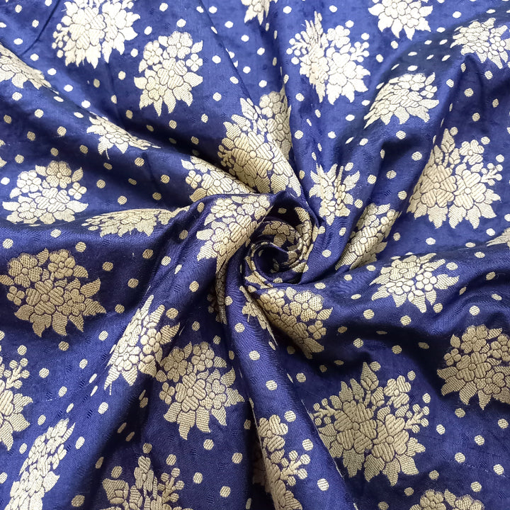 Navy Blue Color Banarasi Silk Fabric