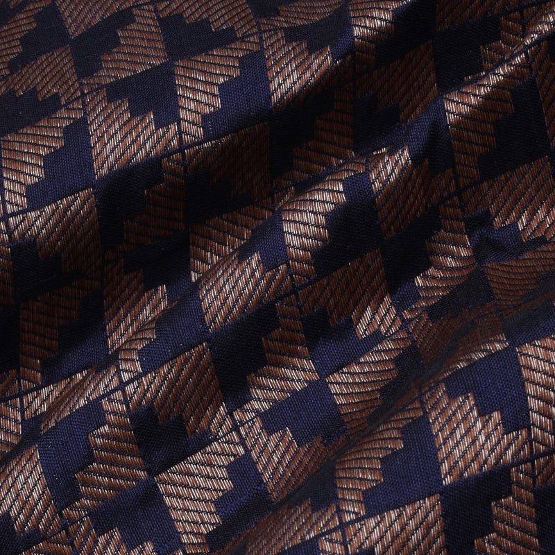 Space Blue Color Silk Fabric With Floral Pattern