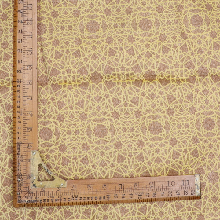 Lemon Yellow Color Silk Fabric With Woven Floral Pattern