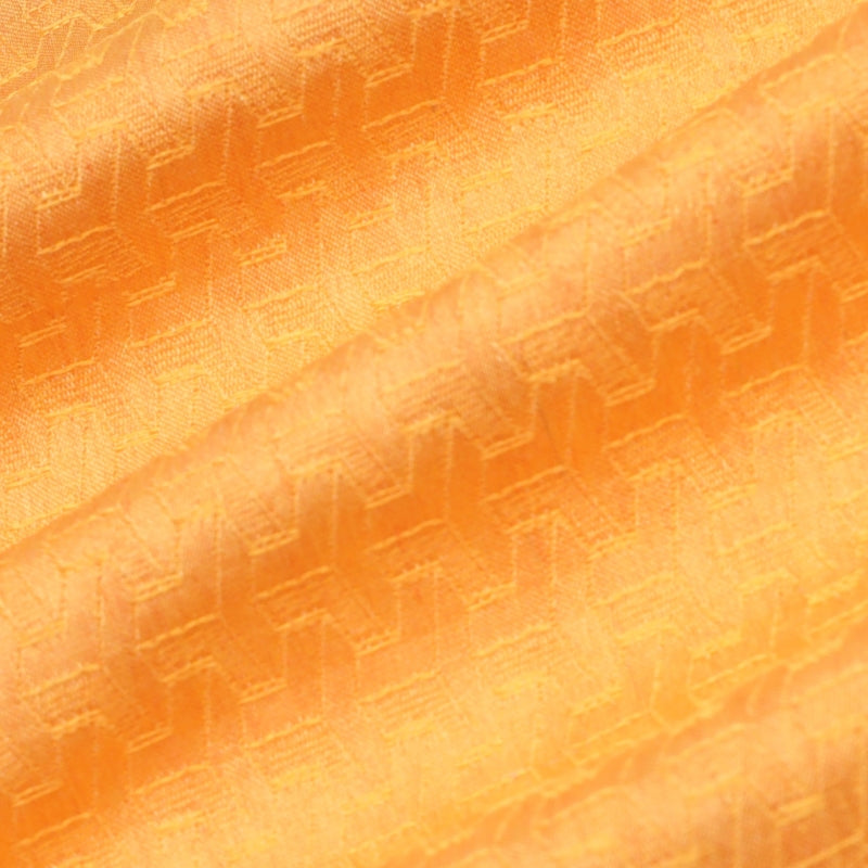 Mango Yellow Color Jamavar Silk Fabric With Embroidered Geometric Pattern