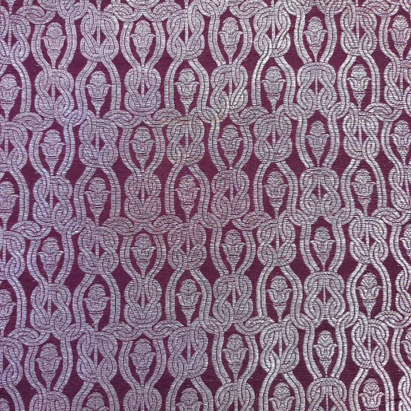 Plum Purple Color Brocade Banarasi  Fabric With Motifs