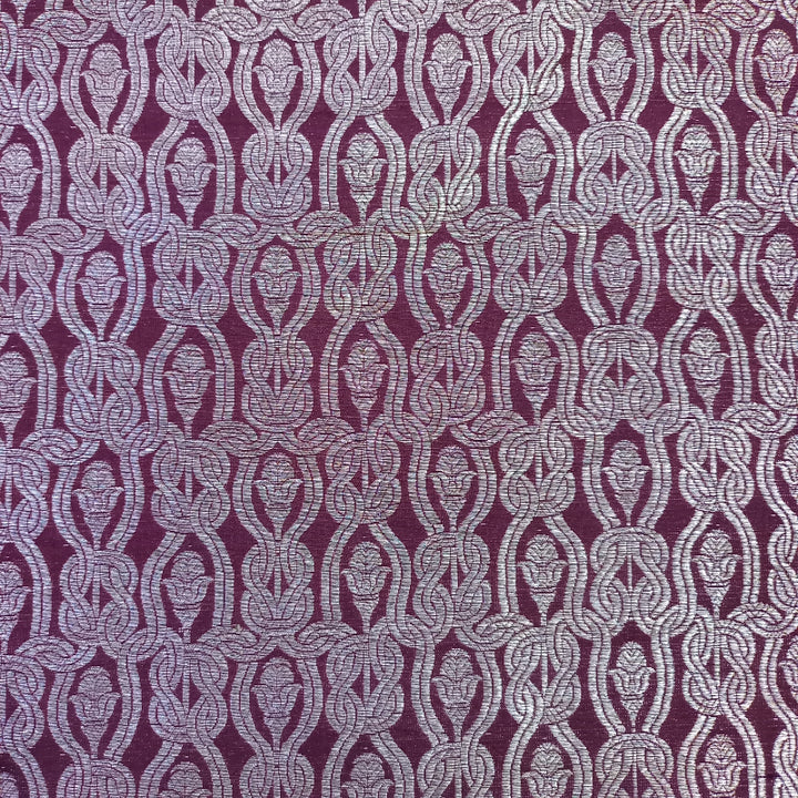 Plum Purple Color Brocade Banarasi  Fabric With Motifs