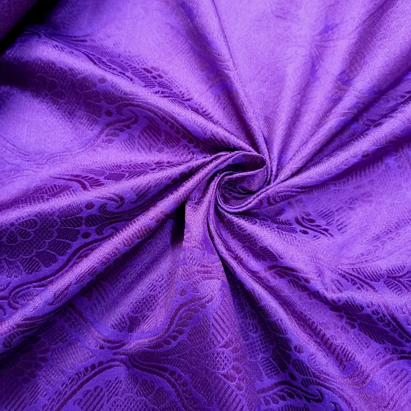 Russian Violet Color Jamawar Silk Handloom Fabric
