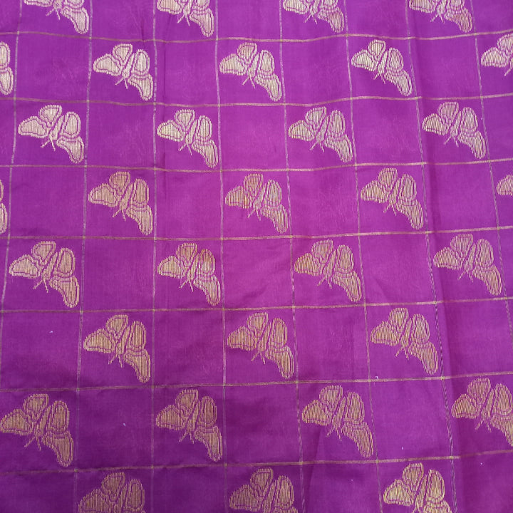 Purple Pink Color Butterfly Motif Uppada Fabric