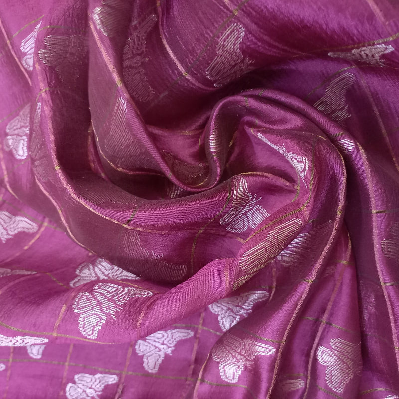 Rani Pink Color Butterfly Motif Uppada Fabric