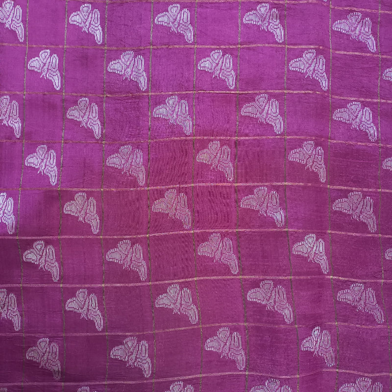 Rani Pink Color Butterfly Motif Uppada Fabric