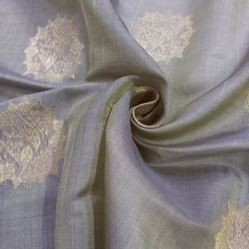 Ash Grey Color Uppada Jamawar Banarasi Fabric