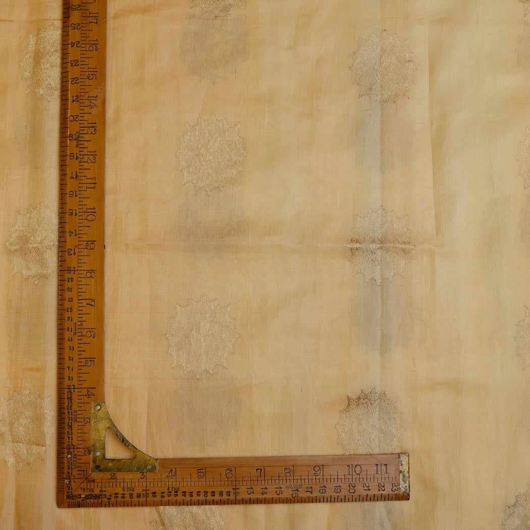 Gold Color Silk Fabric With Nature Inspired Buttas