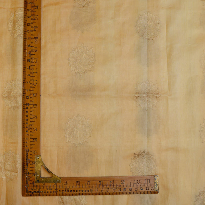Gold Color Silk Fabric With Nature Inspired Buttas