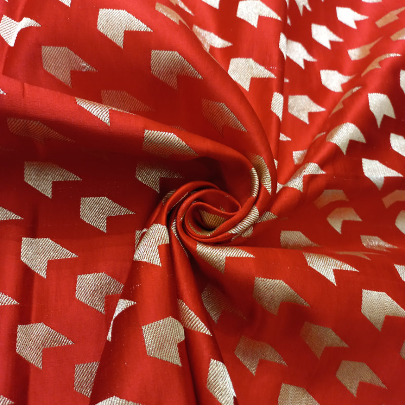 Bright Vermilion Sindhoor Red Gajji Silk Fabric