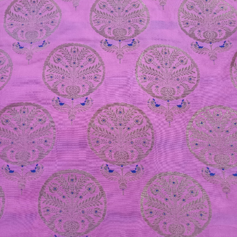 Light Pink Color Jamawar  Silk Fabric