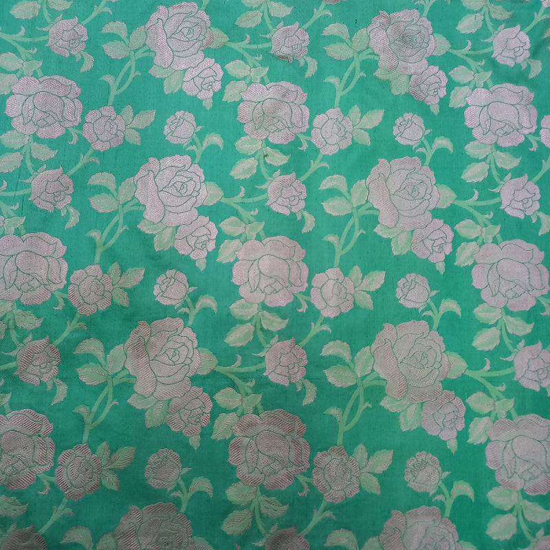 Persian Green Color Jamawar Silk Fabric