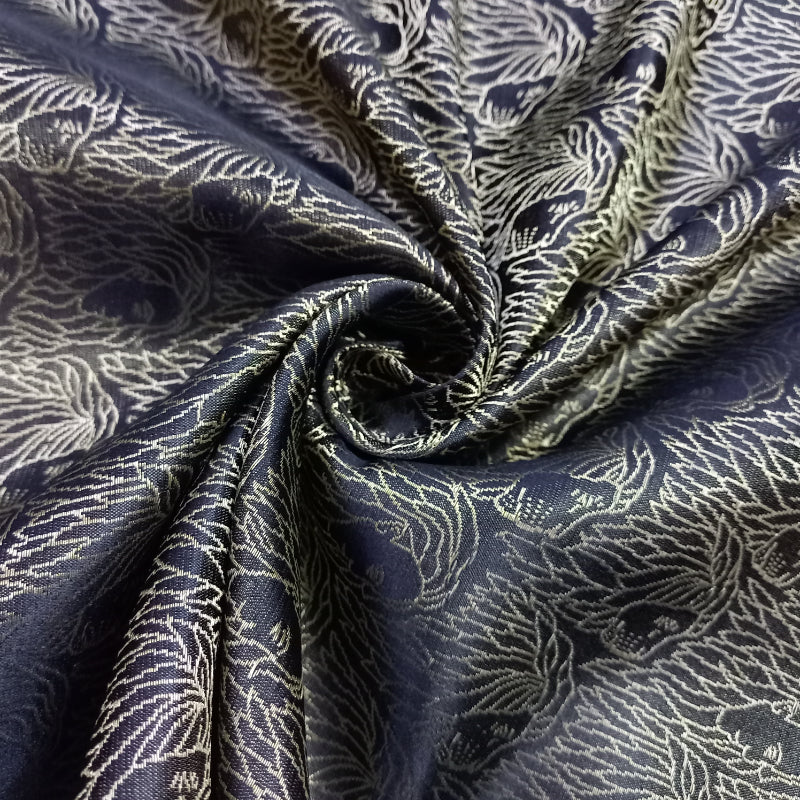 Black Color Jamawar Silk Fabric With Buttas