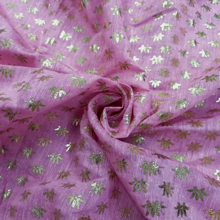 Lavender Color Foil Printed Linen Fabric