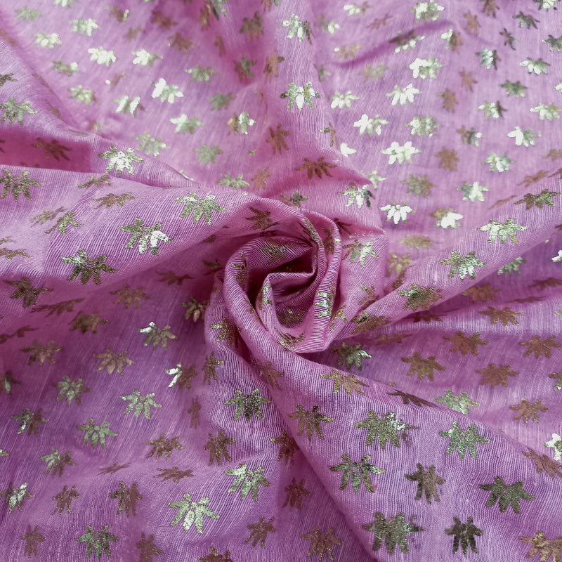 Lavender Color Foil Printed Linen Fabric