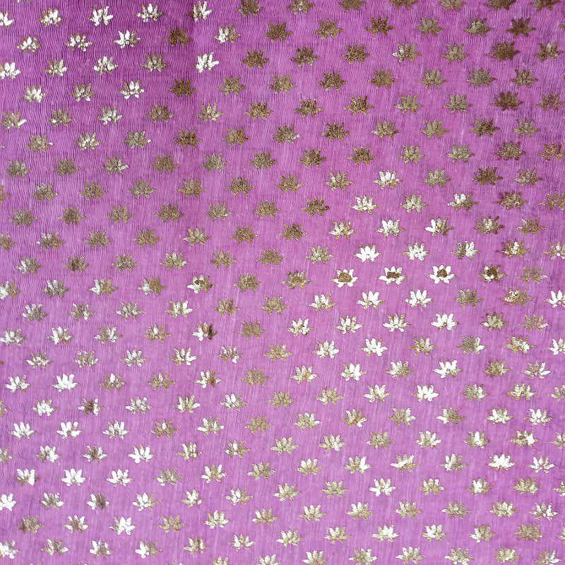 Lavender Color Foil Printed Linen Fabric