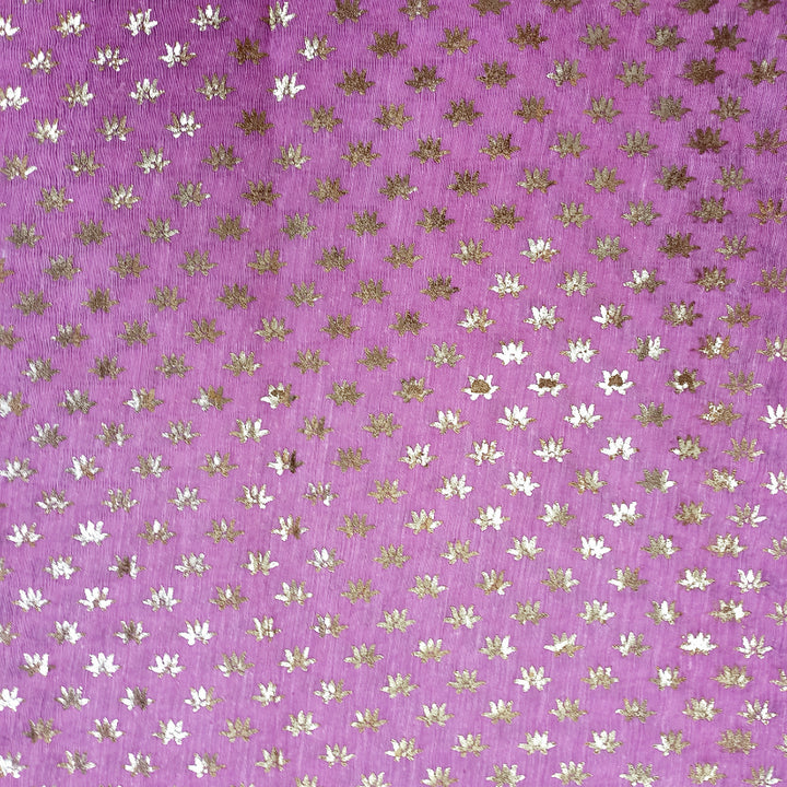 Lavender Color Foil Printed Linen Fabric