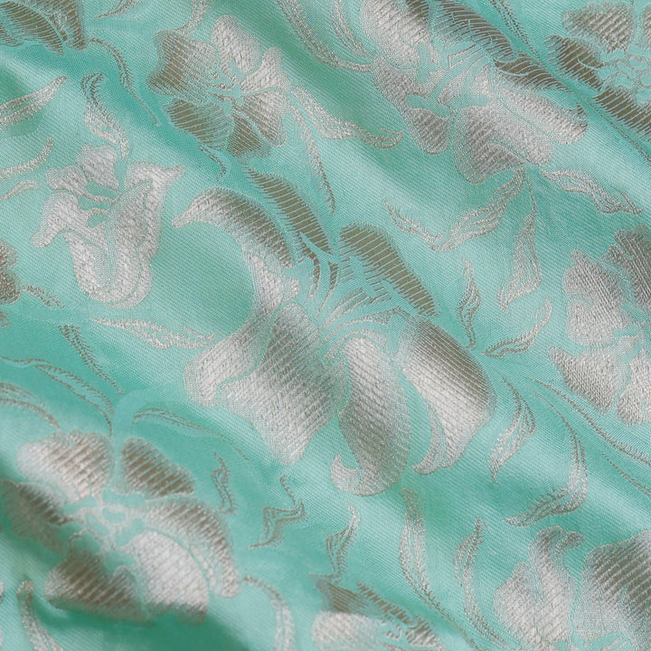 Azure Blue Color Silk Fabric With