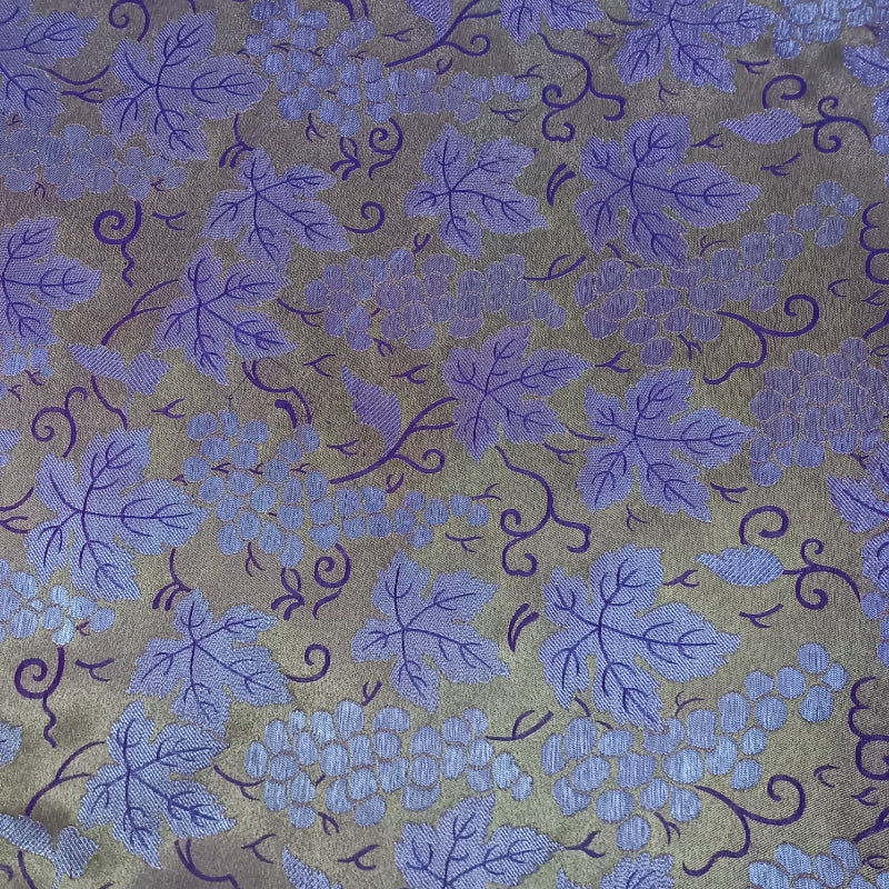 Gold And Lavender Karpuravalli Jamawar Silk Fabric