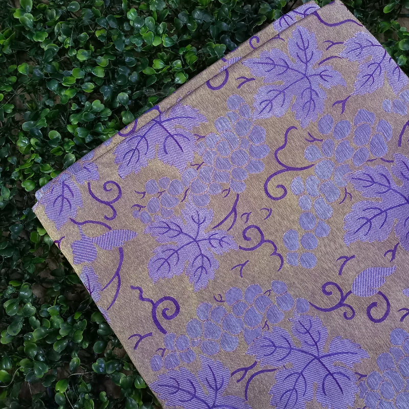 Gold And Lavender Karpuravalli Jamawar Silk Fabric