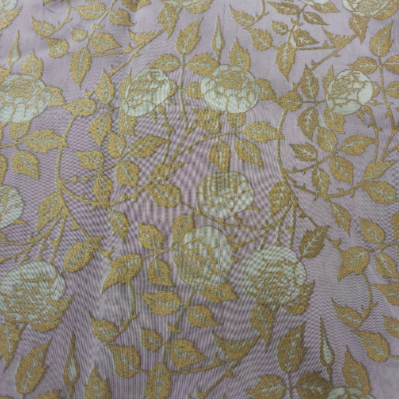 Pastel Lavender Color Floral Foil Printed Chanderi Fabric