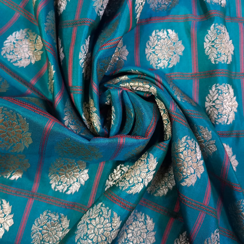 Krishna Blue Brocade Fabric