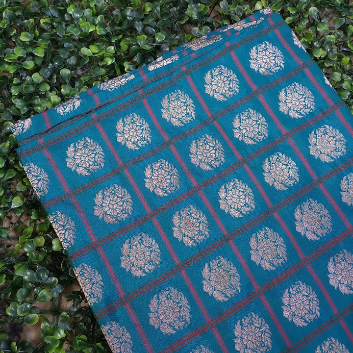 Krishna Blue Brocade Fabric