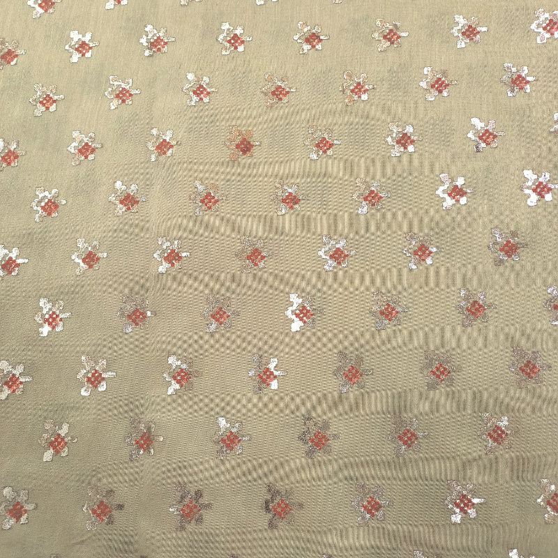 Golden Yellow Color Printed Chanderi Fabric