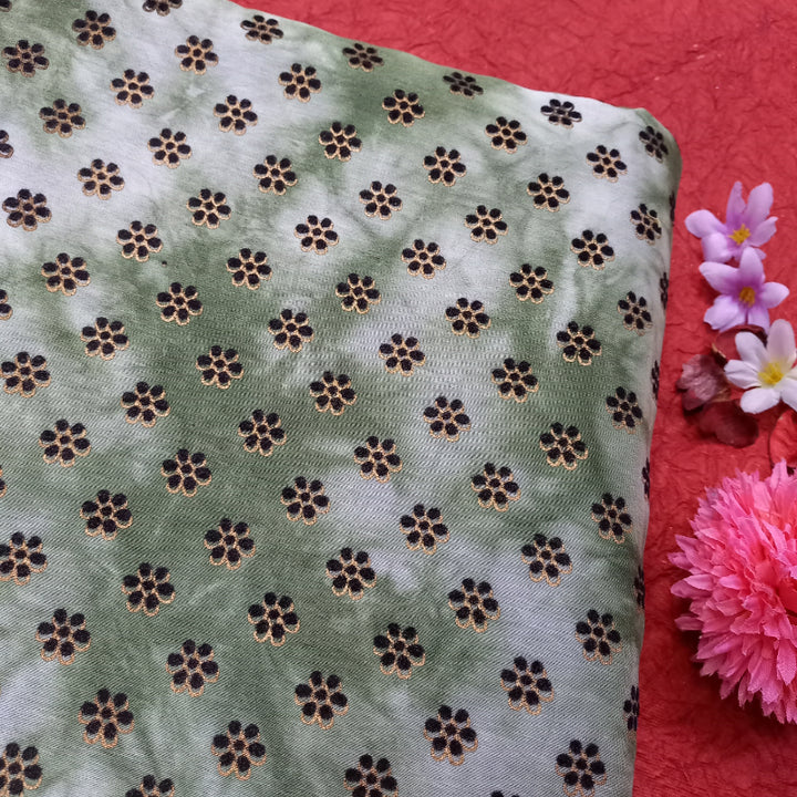Shibori Multi-Color With Floral Butta Printed Chanderi Fabric