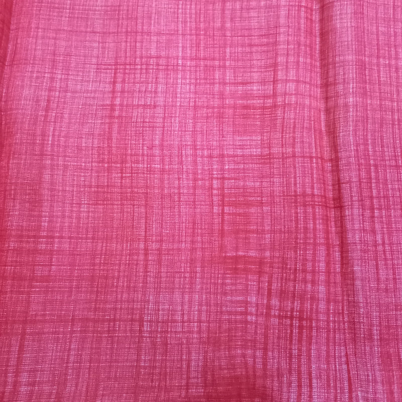 Pink Color Checks Printed Kota Silk Fabric