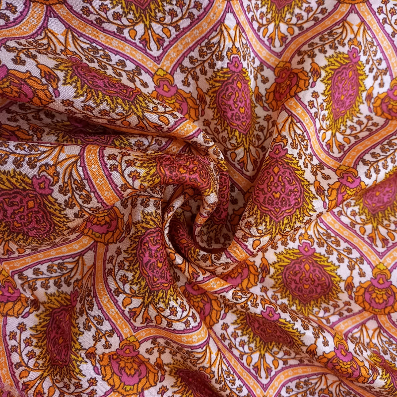 Multicolor Printed Cotton Satin Fabric
