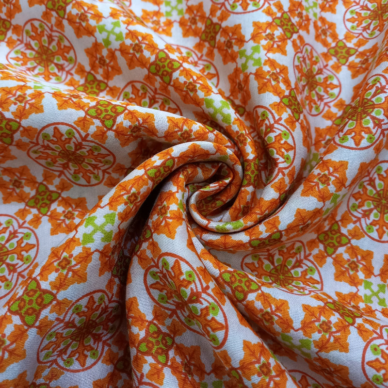 Multi-Color Printed Cotton Satin Fabric