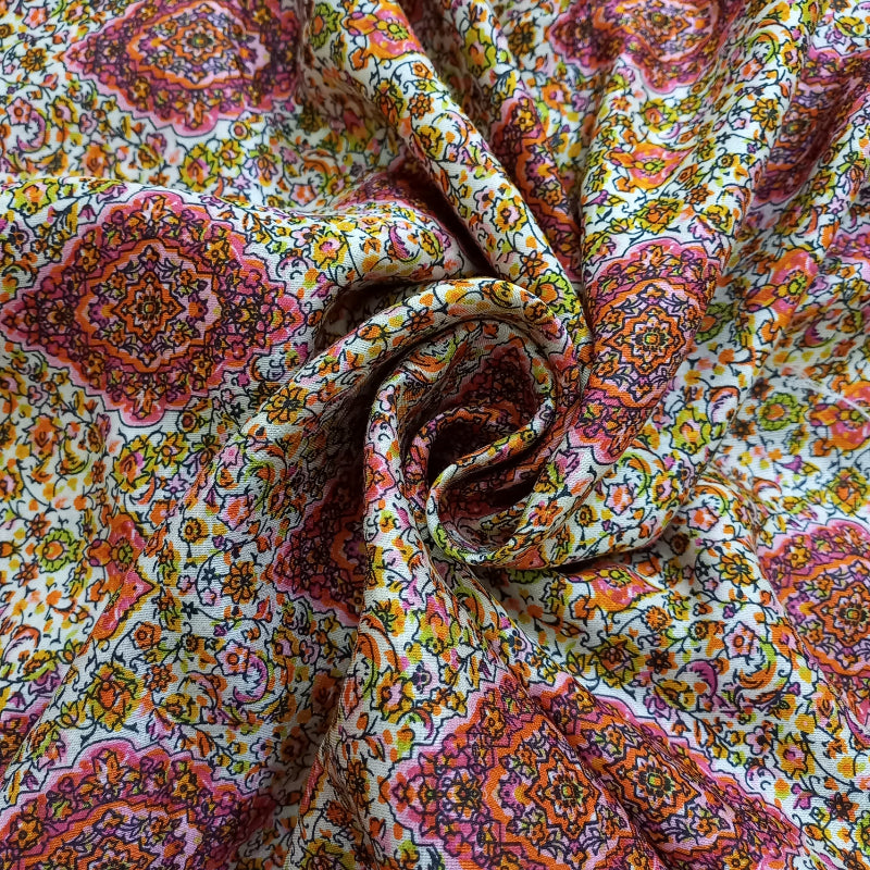 Multi-Color Printed Cotton Satin Fabric