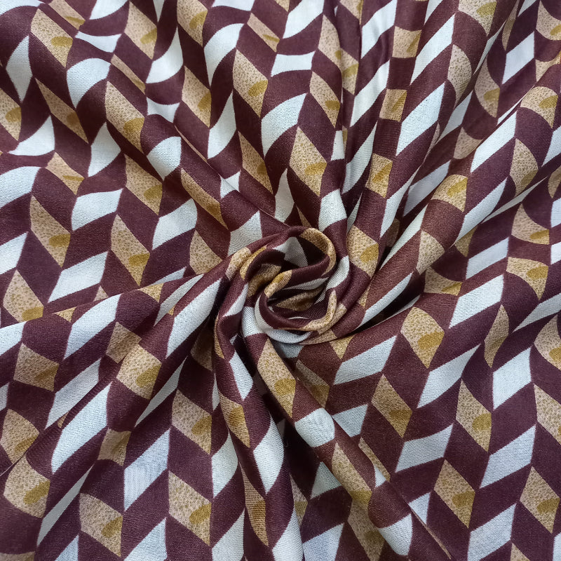 Multi-Color Geometric Printed Cotton Satin Fabric