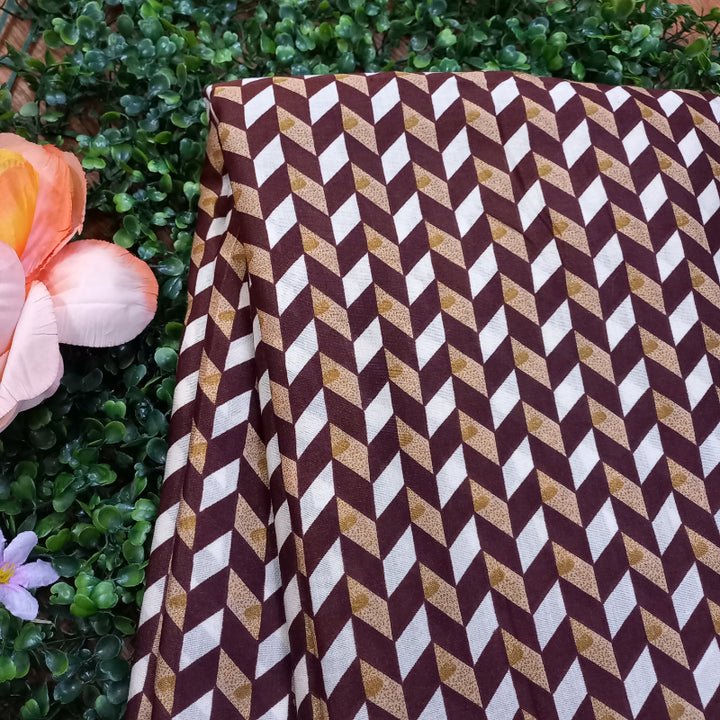 Multi-Color Geometric Printed Cotton Satin Fabric