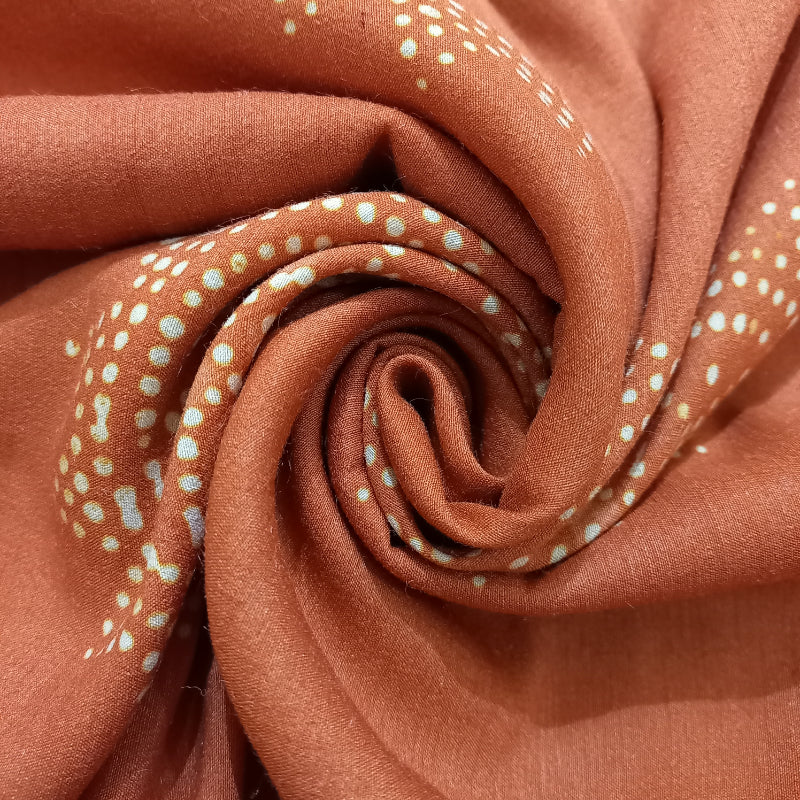 Peach Color Printed Tussar Silk Fabric