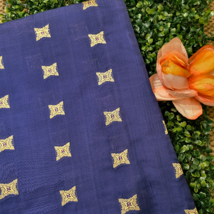 Navy Blue Neelam Katan Silk Fabric