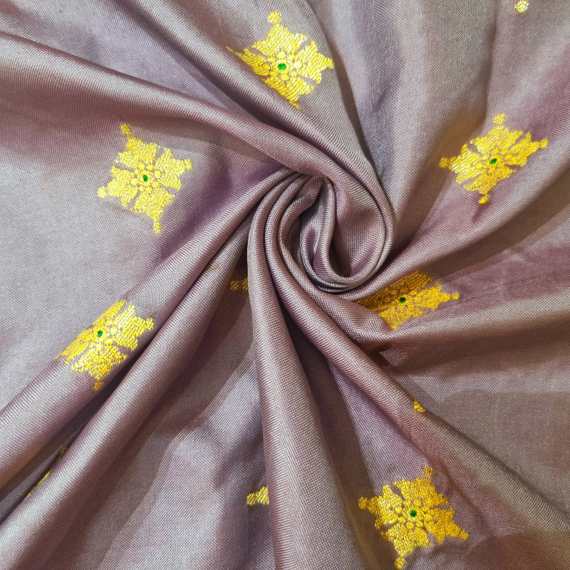 Ash Grey Vibhuthi Katan Silk Fabric