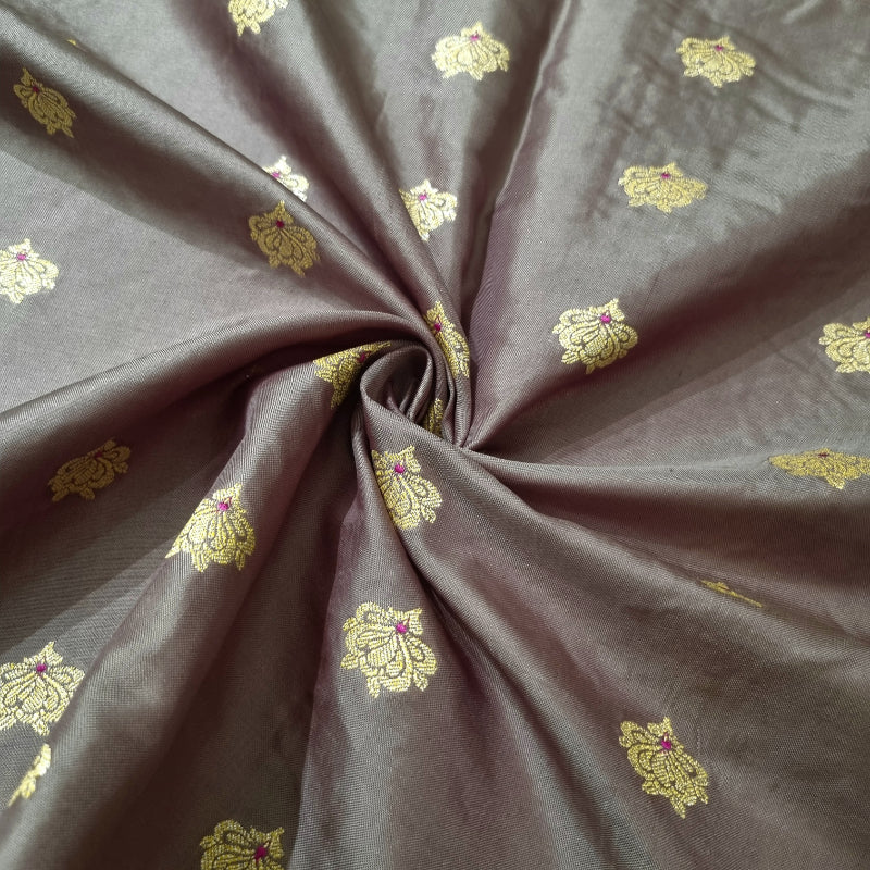 Ash Grey Vibhuthi Katan Silk Fabric