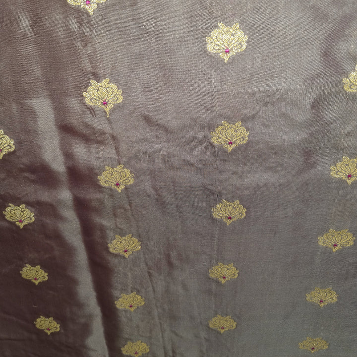 Ash Grey Vibhuthi Katan Silk Fabric