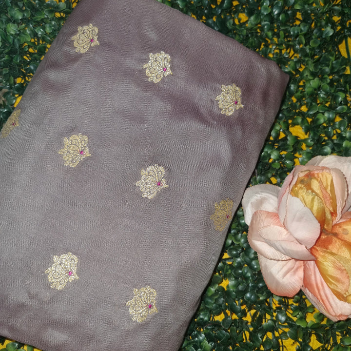 Ash Grey Vibhuthi Katan Silk Fabric