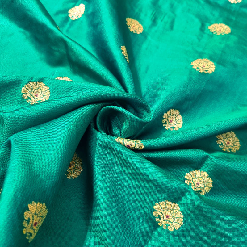 Krishna Green Katan Silk Fabric