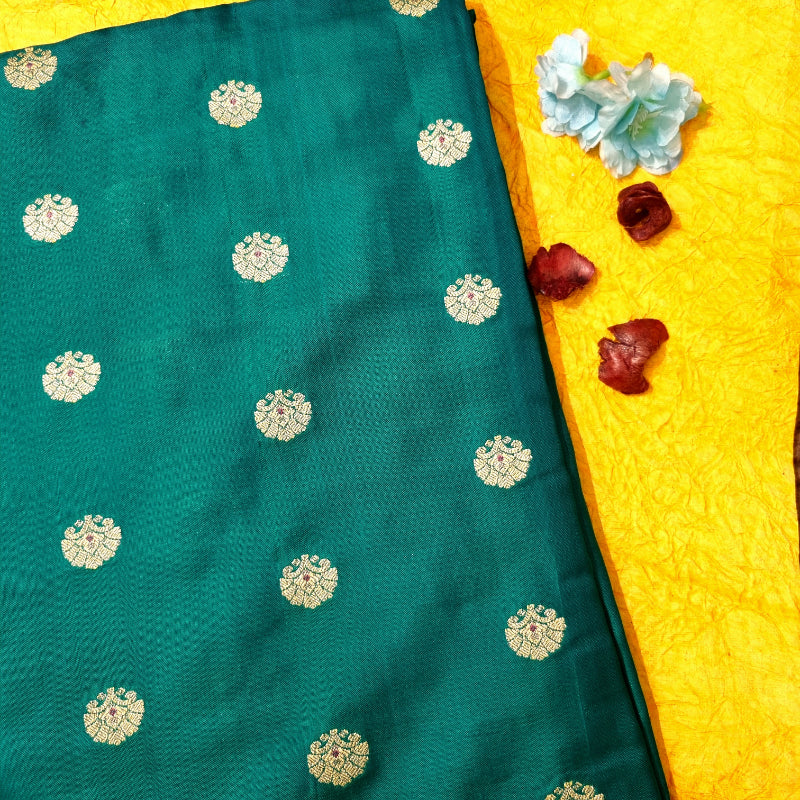 Krishna Green Katan Silk Fabric