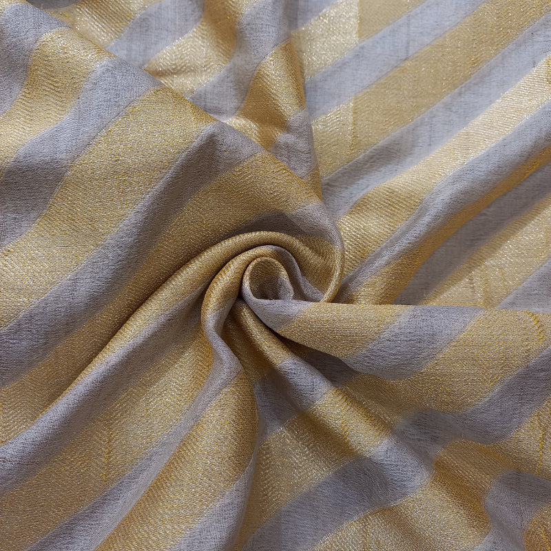 Dual Shade Tan Brown  Color With Golden Stripes Jamawar Fabric