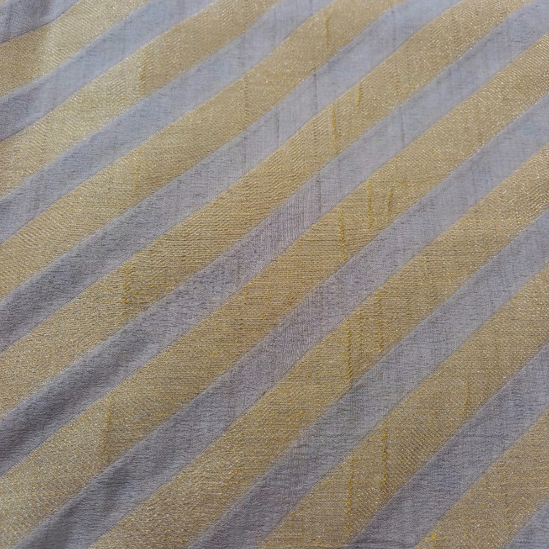 Dual Shade Tan Brown  Color With Golden Stripes Jamawar Fabric